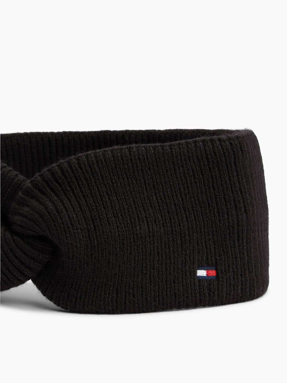 Hilfiger Flag Knit Headband With Wool — Black