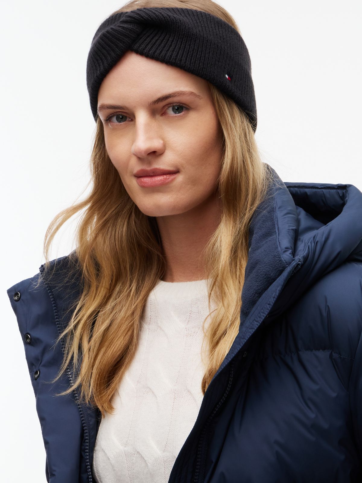 Hilfiger Flag Knit Headband With Wool — Black