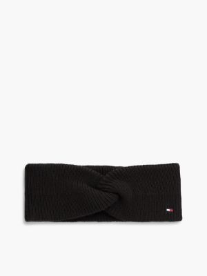 fascia per capelli con lana e logo ricamato black da donne tommy hilfiger
