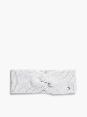 grey hilfiger flag knit headband with wool for women tommy hilfiger