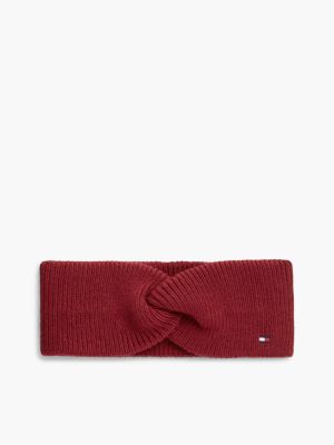 red hilfiger flag knit headband with wool for women tommy hilfiger