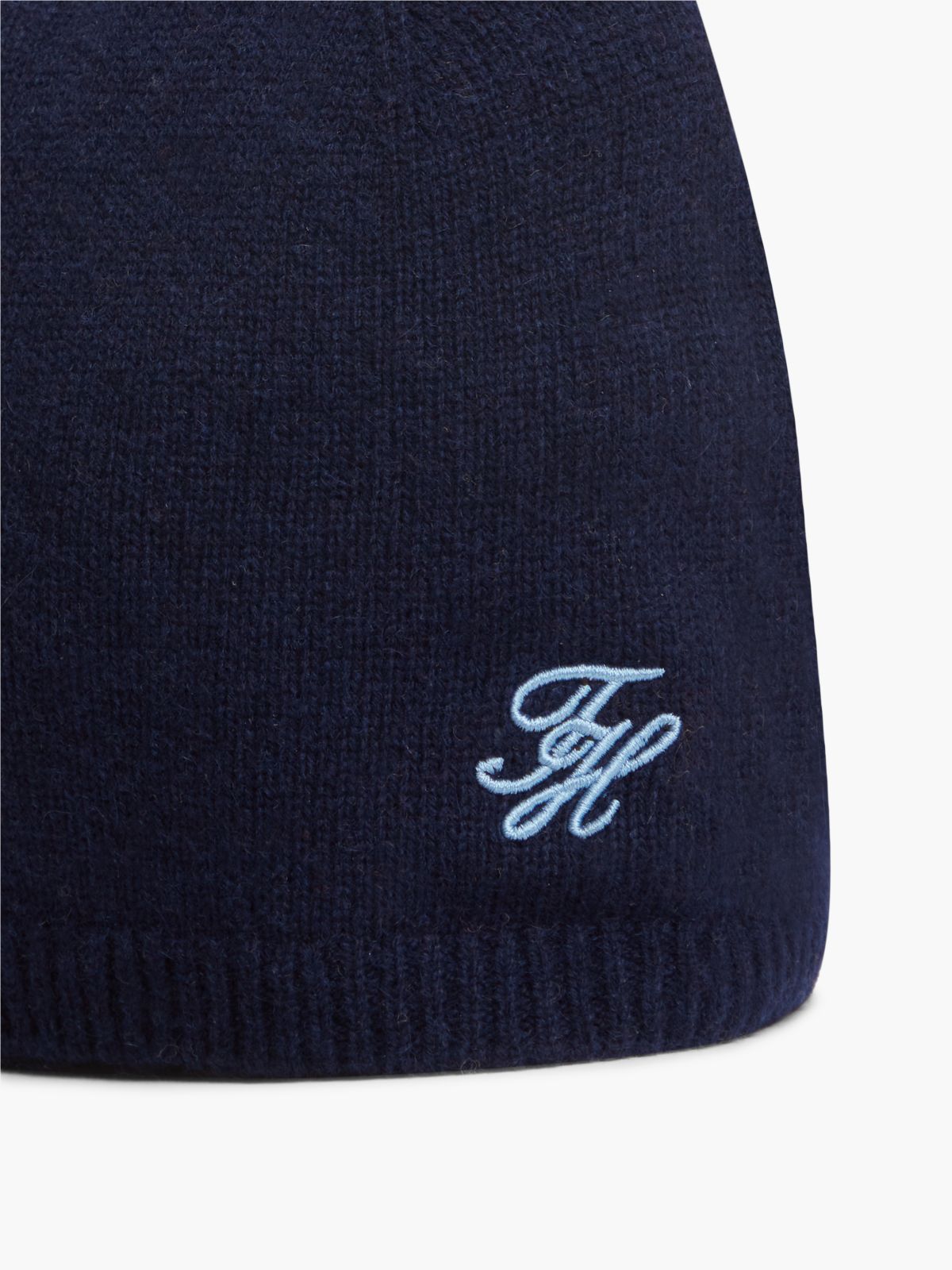 Logo Embroidery Cashmere Blend Beanie — Blue