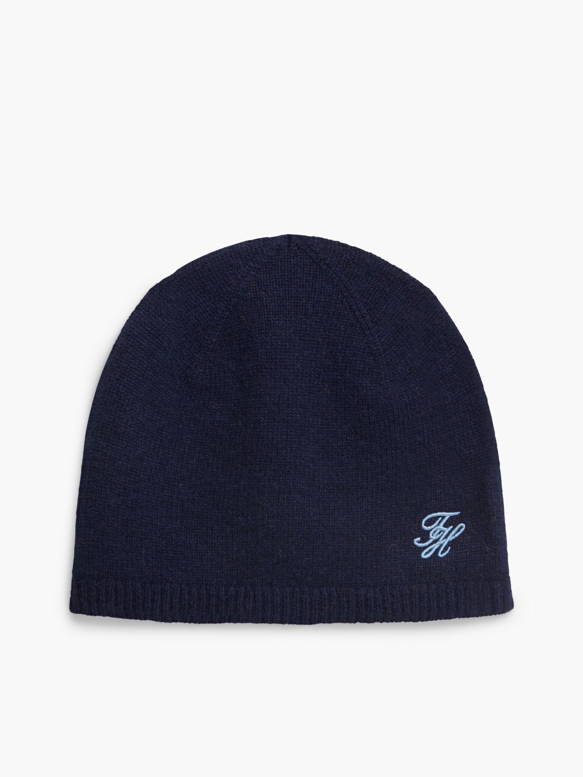 Logo Embroidery Cashmere Blend Beanie — Blue