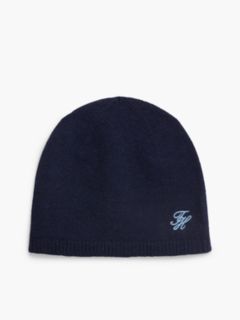 Logo Embroidery Cashmere Blend Beanie — Blue 1