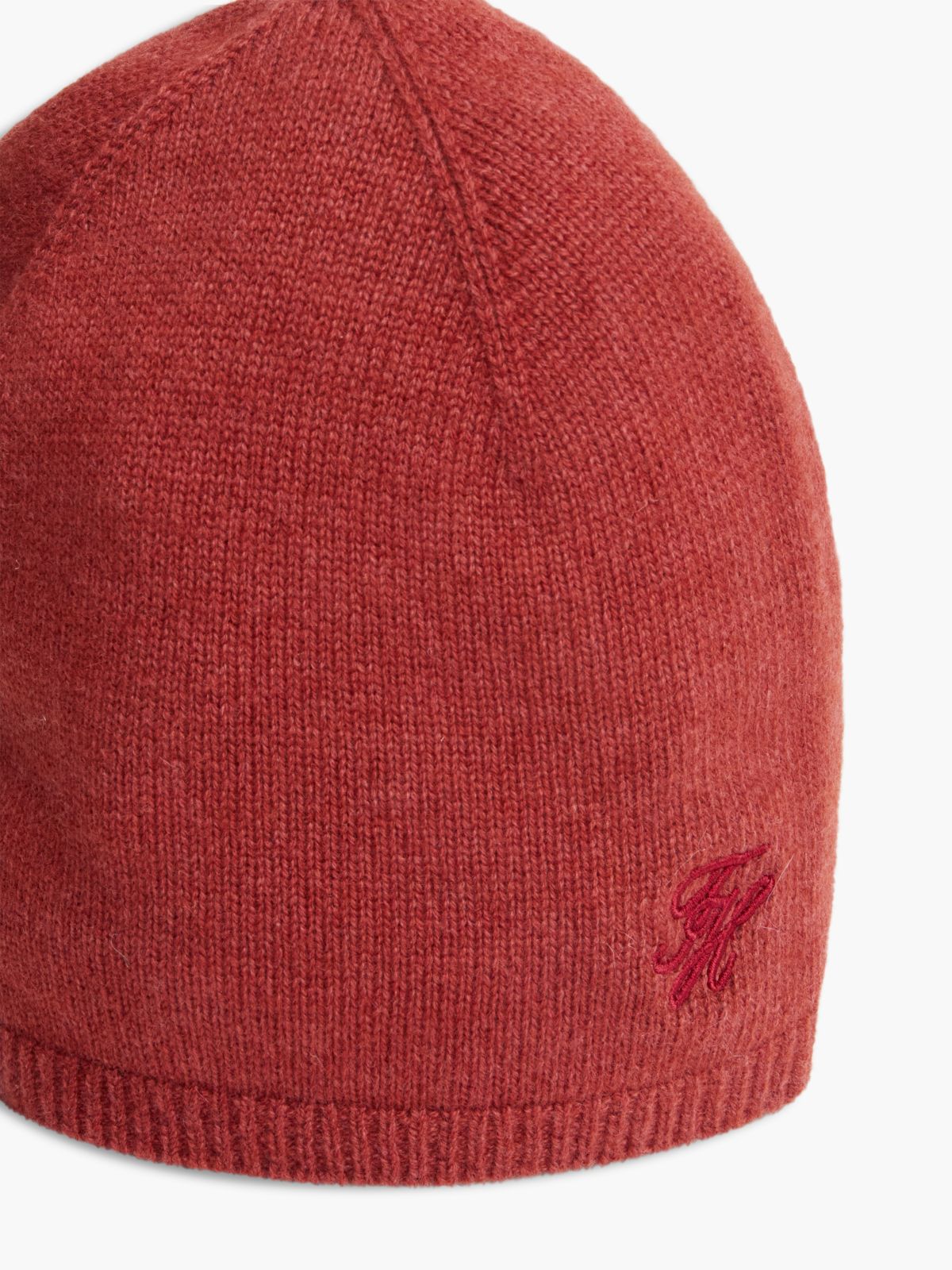 Logo Embroidery Cashmere Blend Beanie — Red