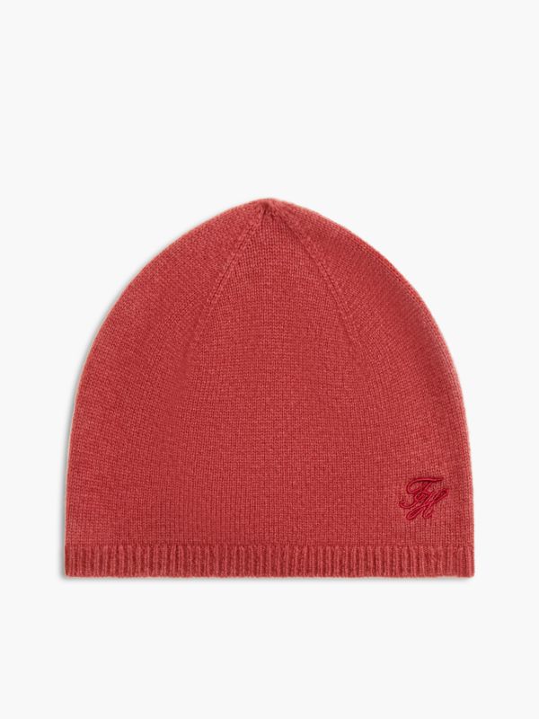 Logo Embroidery Cashmere Blend Beanie — Red
