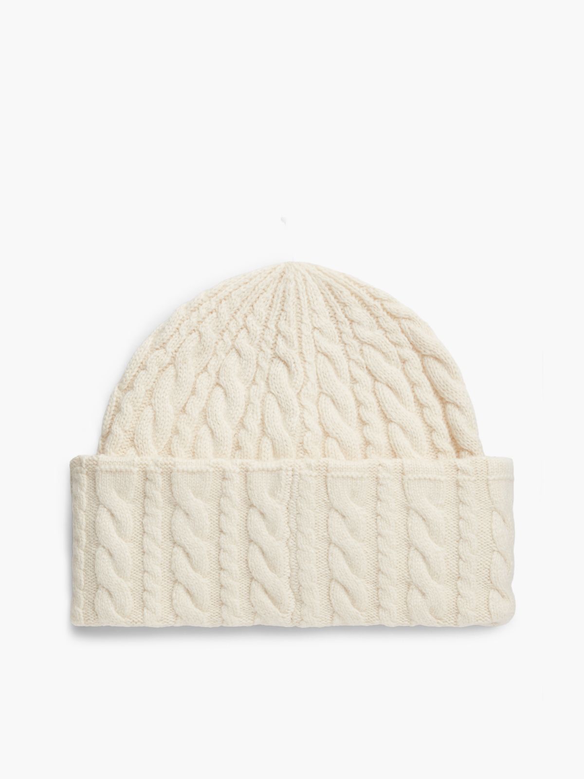 Flag Cable Knit Beanie With Alpaca — Beige
