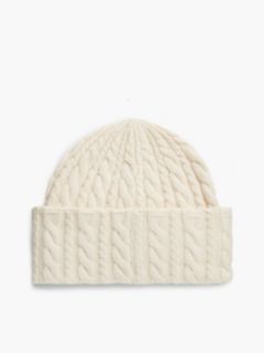 Flag Cable Knit Beanie With Alpaca — Beige 2