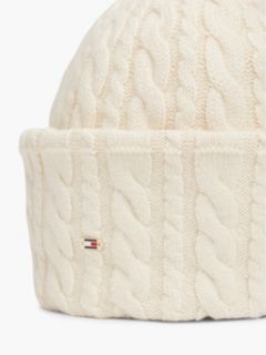 Flag Cable Knit Beanie With Alpaca — Beige 3