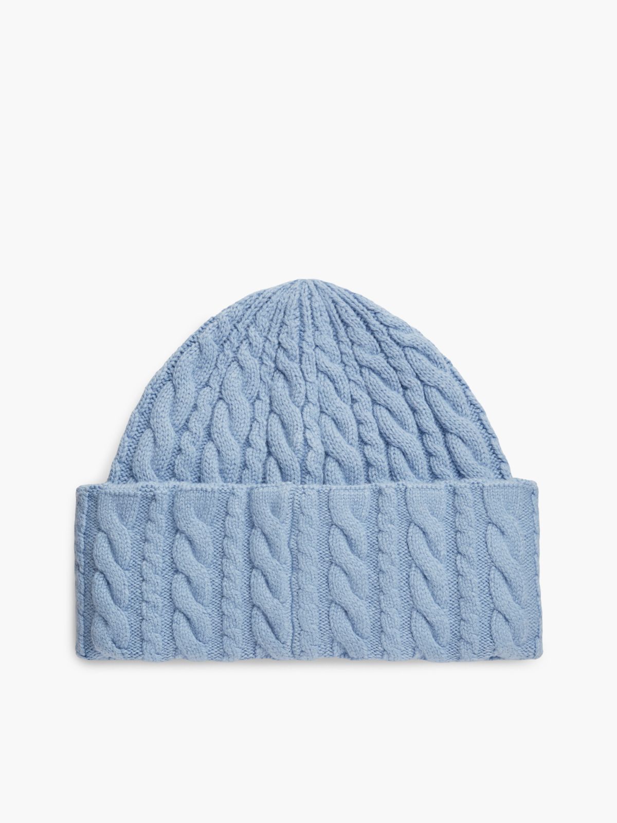 Flag Cable Knit Beanie With Alpaca — Blue