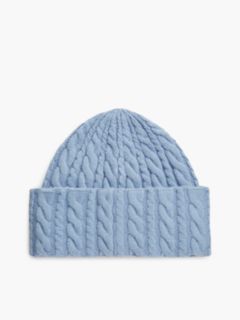 Flag Cable Knit Beanie With Alpaca — Blue 2