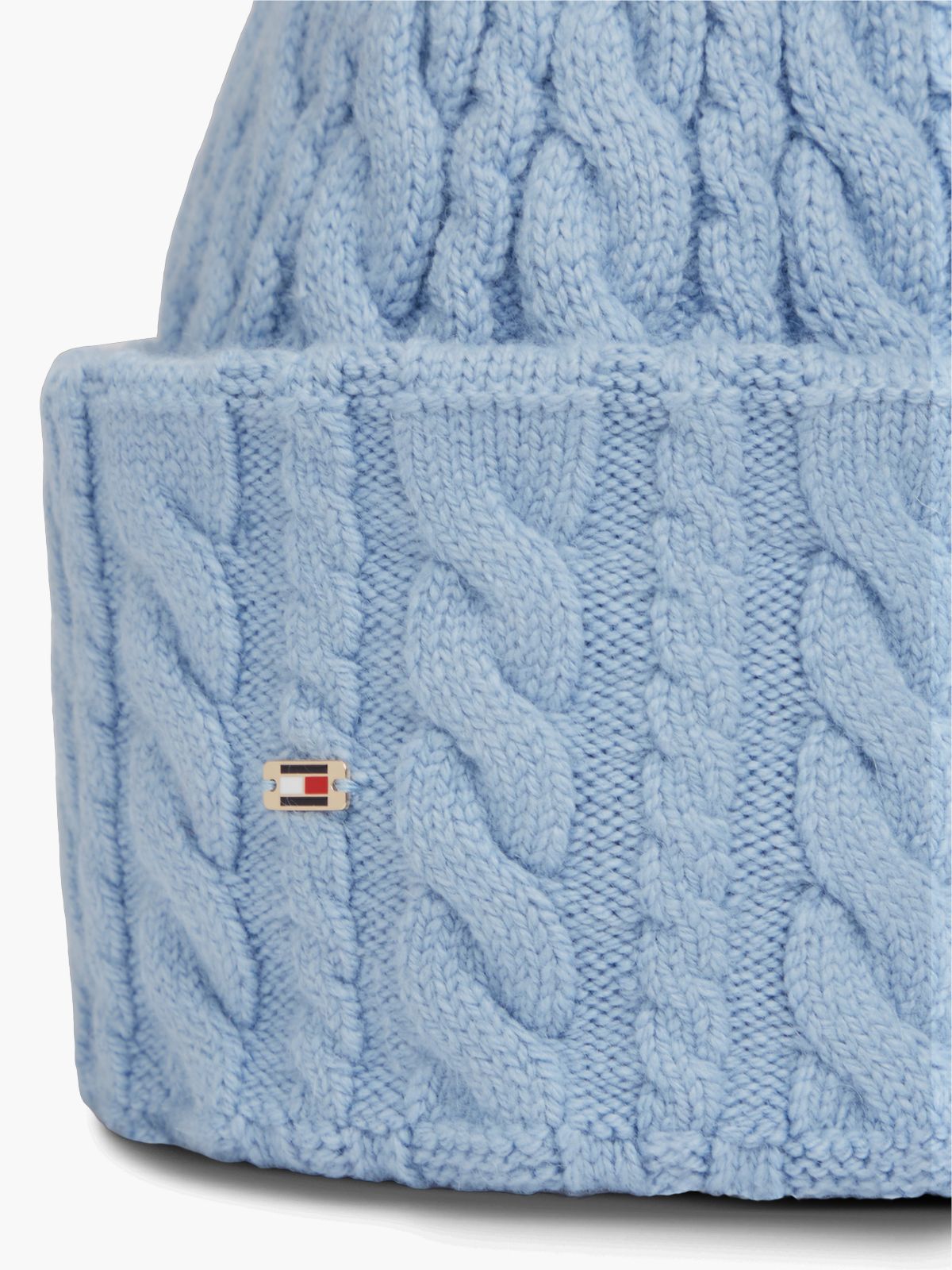 Flag Cable Knit Beanie With Alpaca — Blue
