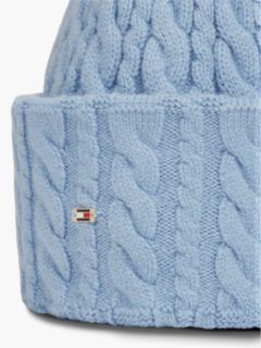 Flag Cable Knit Beanie With Alpaca — Blue 3