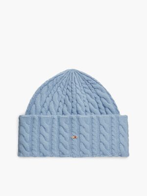 gorro de punto trenzado con alpaca blue de mujeres tommy hilfiger