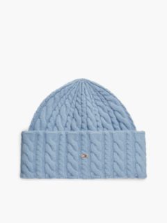 Flag Cable Knit Beanie With Alpaca — Blue 1