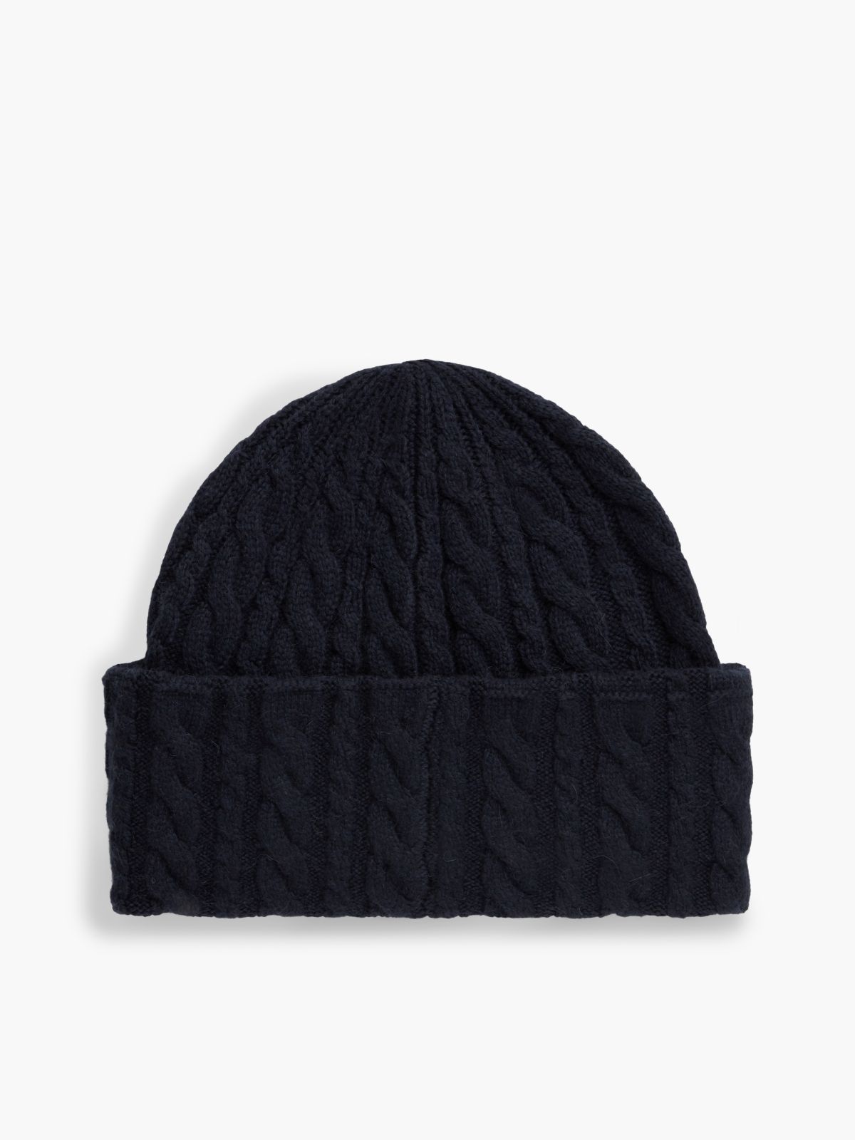 Flag Cable Knit Beanie With Alpaca — Blue