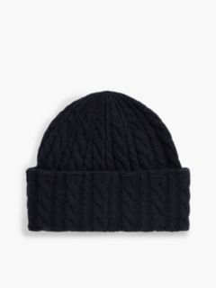 Flag Cable Knit Beanie With Alpaca — Blue 2