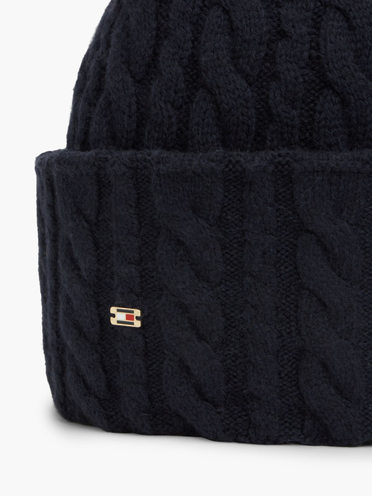 Flag Cable Knit Beanie With Alpaca — Blue
