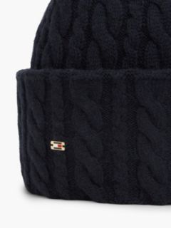Flag Cable Knit Beanie With Alpaca — Blue 3