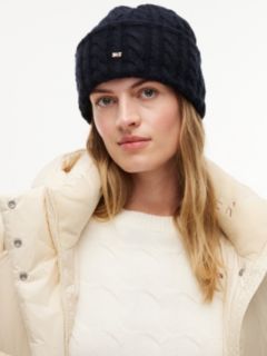 Flag Cable Knit Beanie With Alpaca — Blue 4