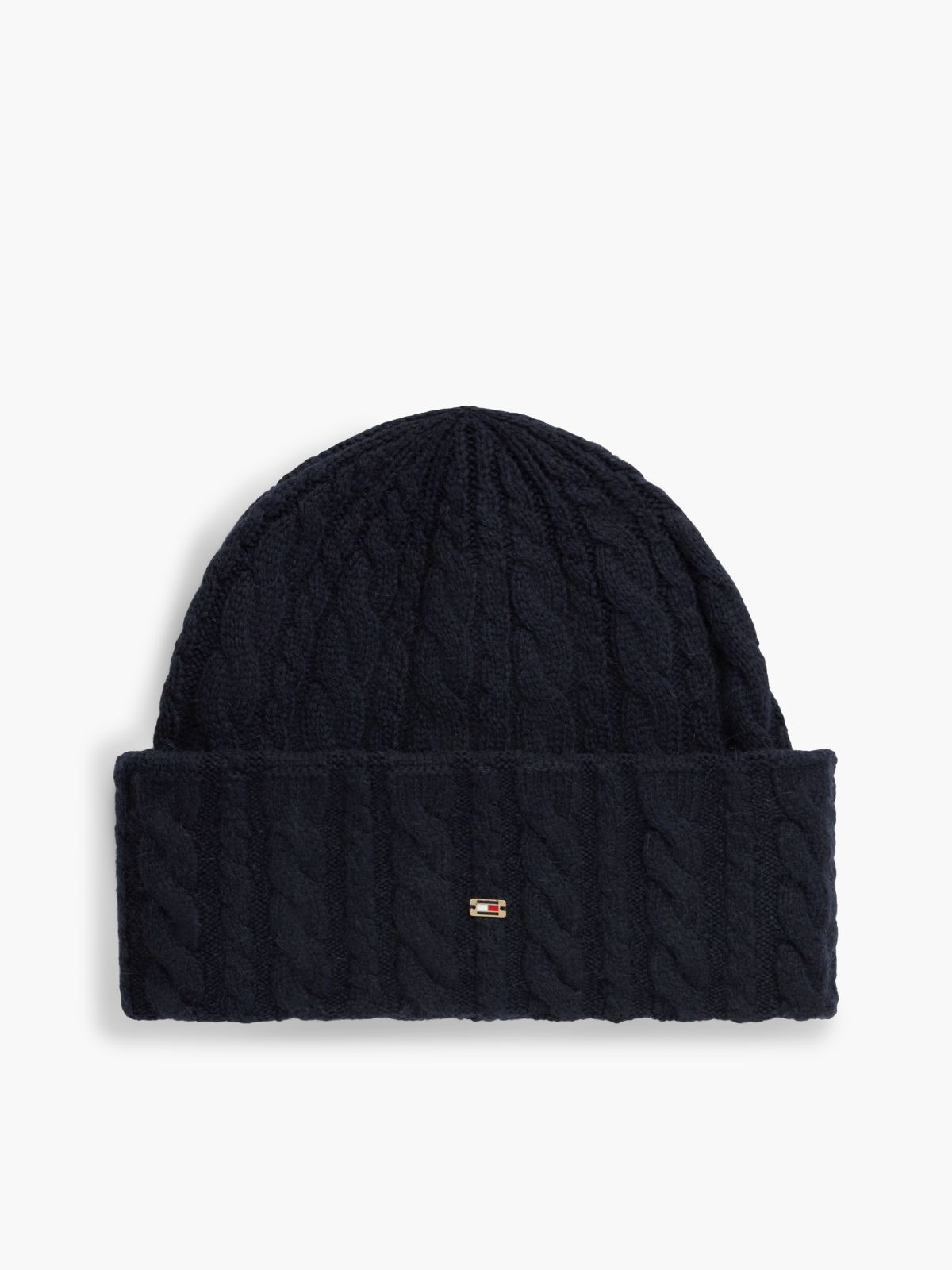 Flag Cable Knit Beanie With Alpaca — Blue