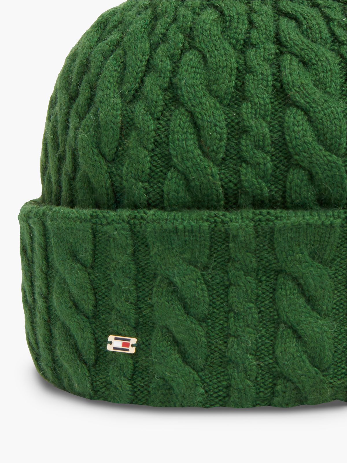 Flag Cable Knit Beanie With Alpaca — Green