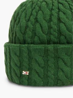 Flag Cable Knit Beanie With Alpaca — Green 3