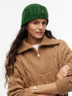 Flag Cable Knit Beanie With Alpaca — Green 4