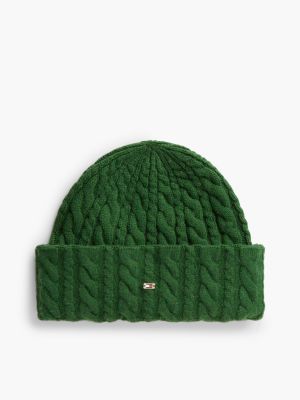 berretto a maglia intrecciata con alpaca green da donne tommy hilfiger