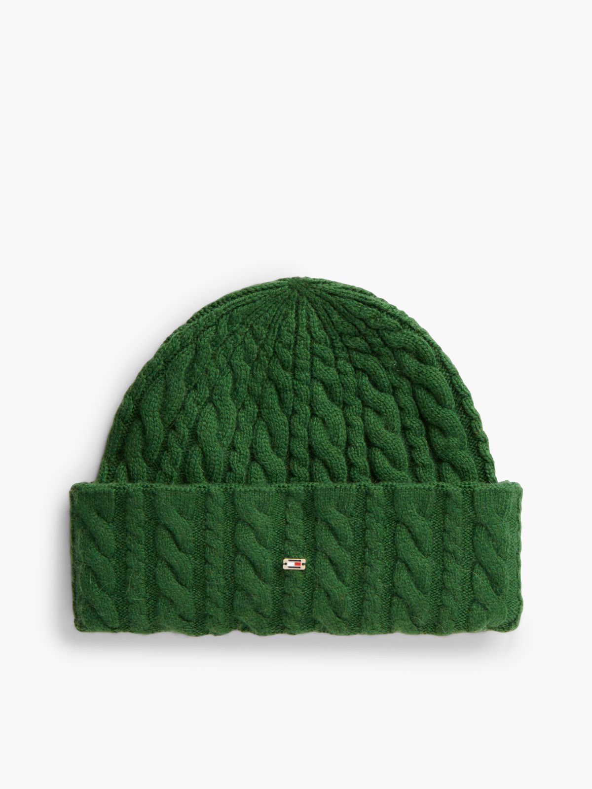Flag Cable Knit Beanie With Alpaca — Green