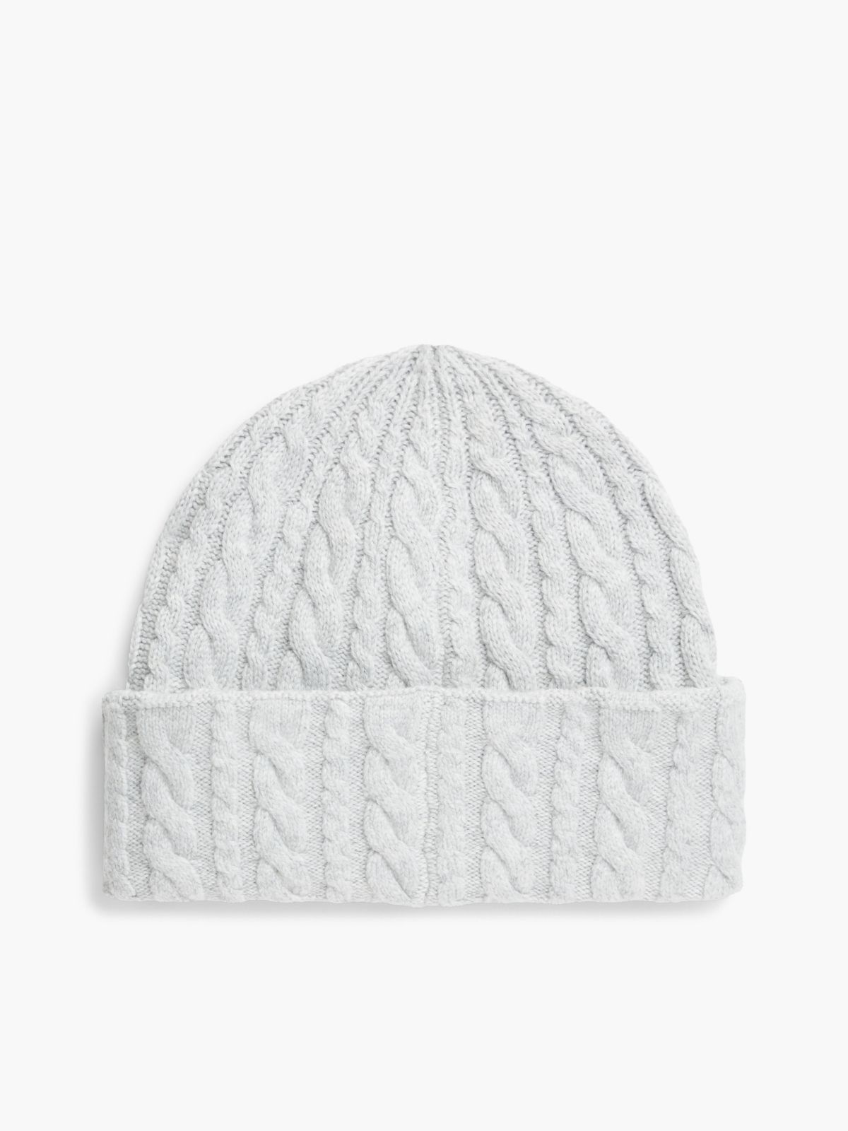 Flag Cable Knit Beanie With Alpaca — Grey