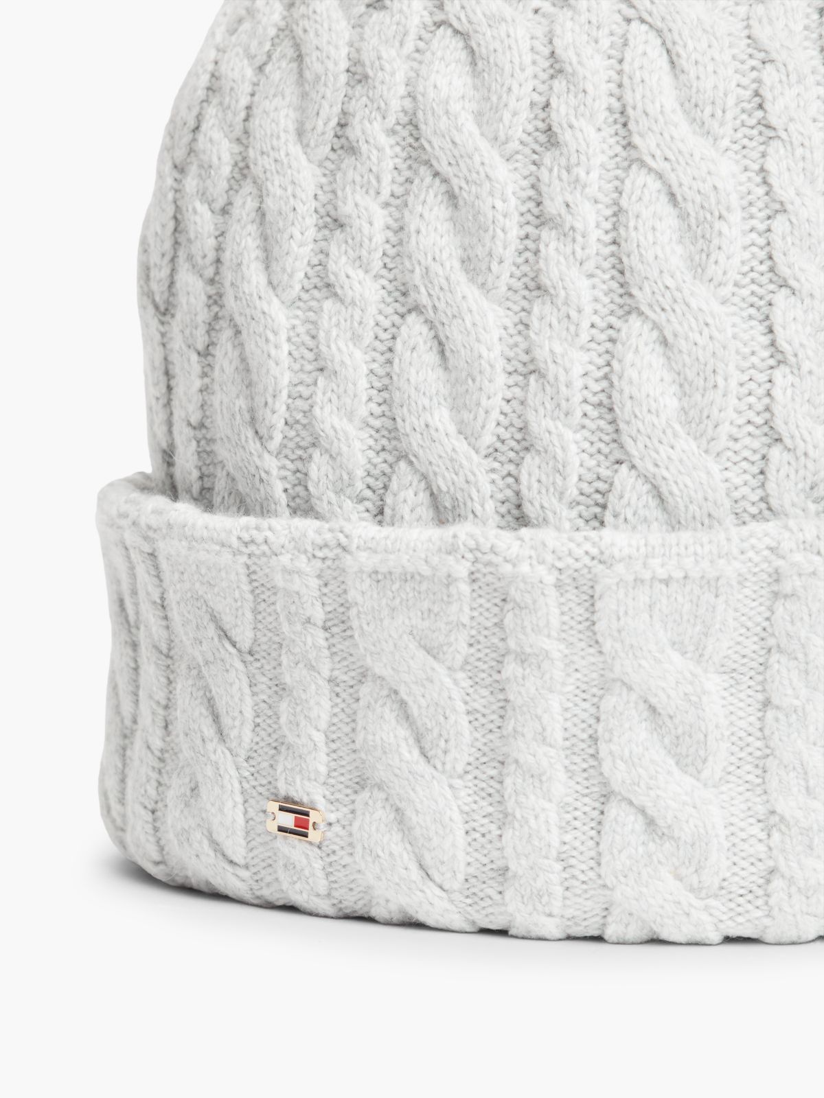Flag Cable Knit Beanie With Alpaca — Grey