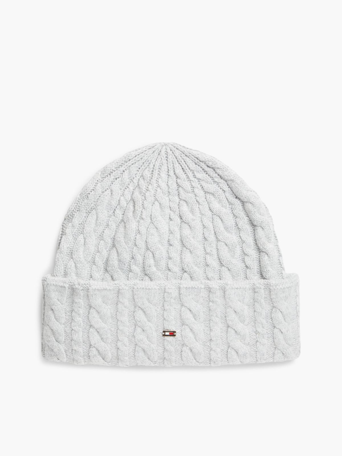 Flag Cable Knit Beanie With Alpaca — Grey