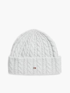 Flag Cable Knit Beanie With Alpaca — Grey 1