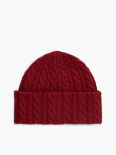 Flag Cable Knit Beanie With Alpaca — Red 2