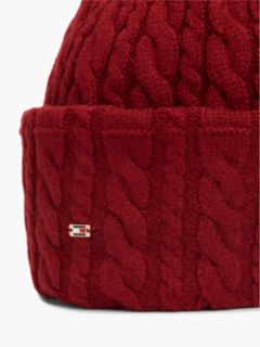 Flag Cable Knit Beanie With Alpaca — Red 3