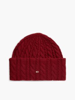 Flag Cable Knit Beanie With Alpaca — Red 1