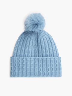 Pom Pom Beanie With Cashmere — Blue 2