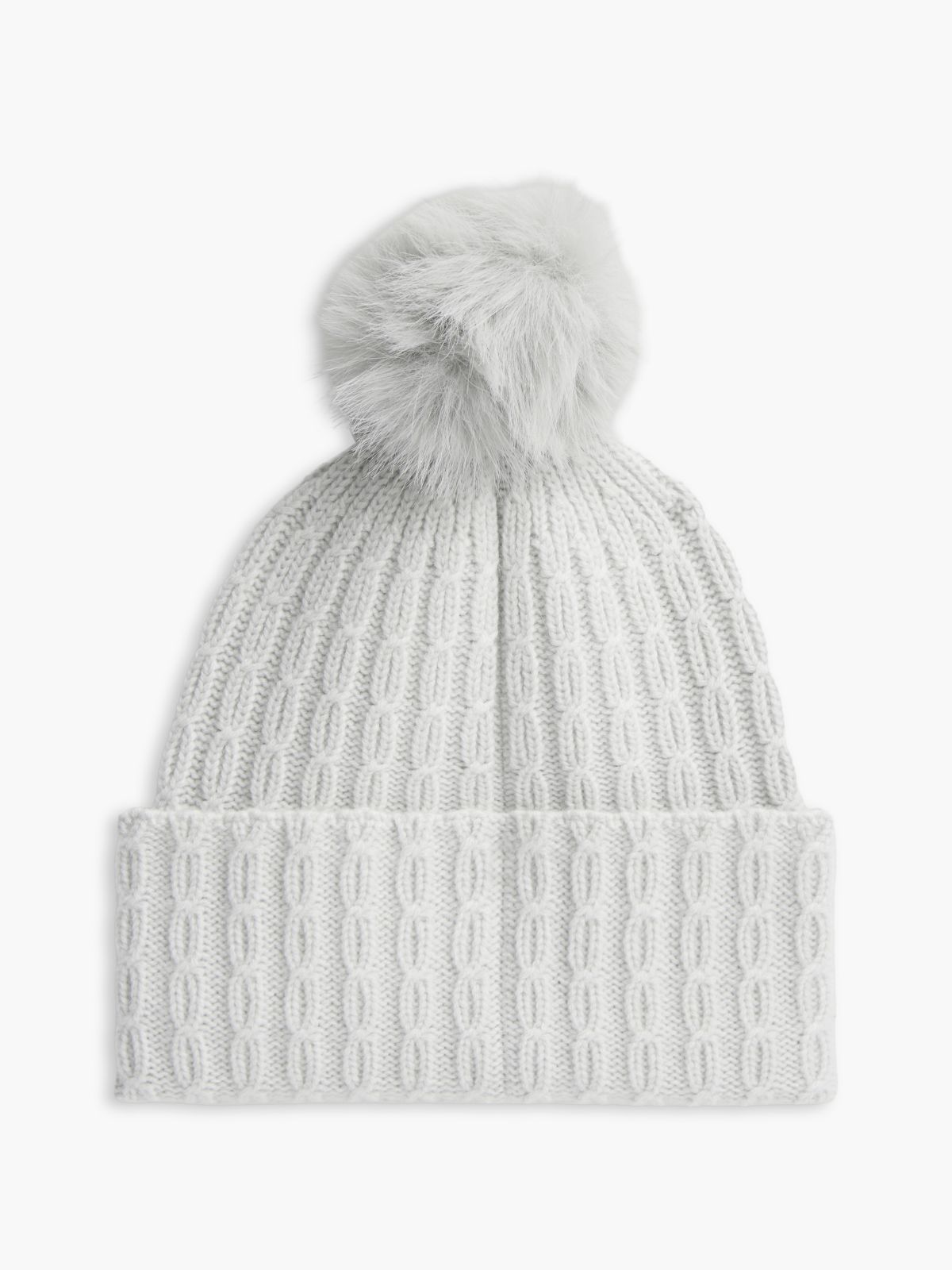 Pom Pom Beanie With Cashmere — Grey