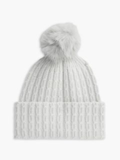 Pom Pom Beanie With Cashmere — Grey 2