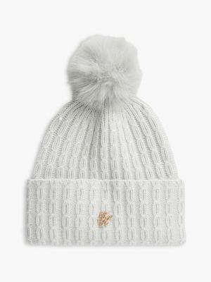 berretto in cashmere con pompon grey da donne tommy hilfiger