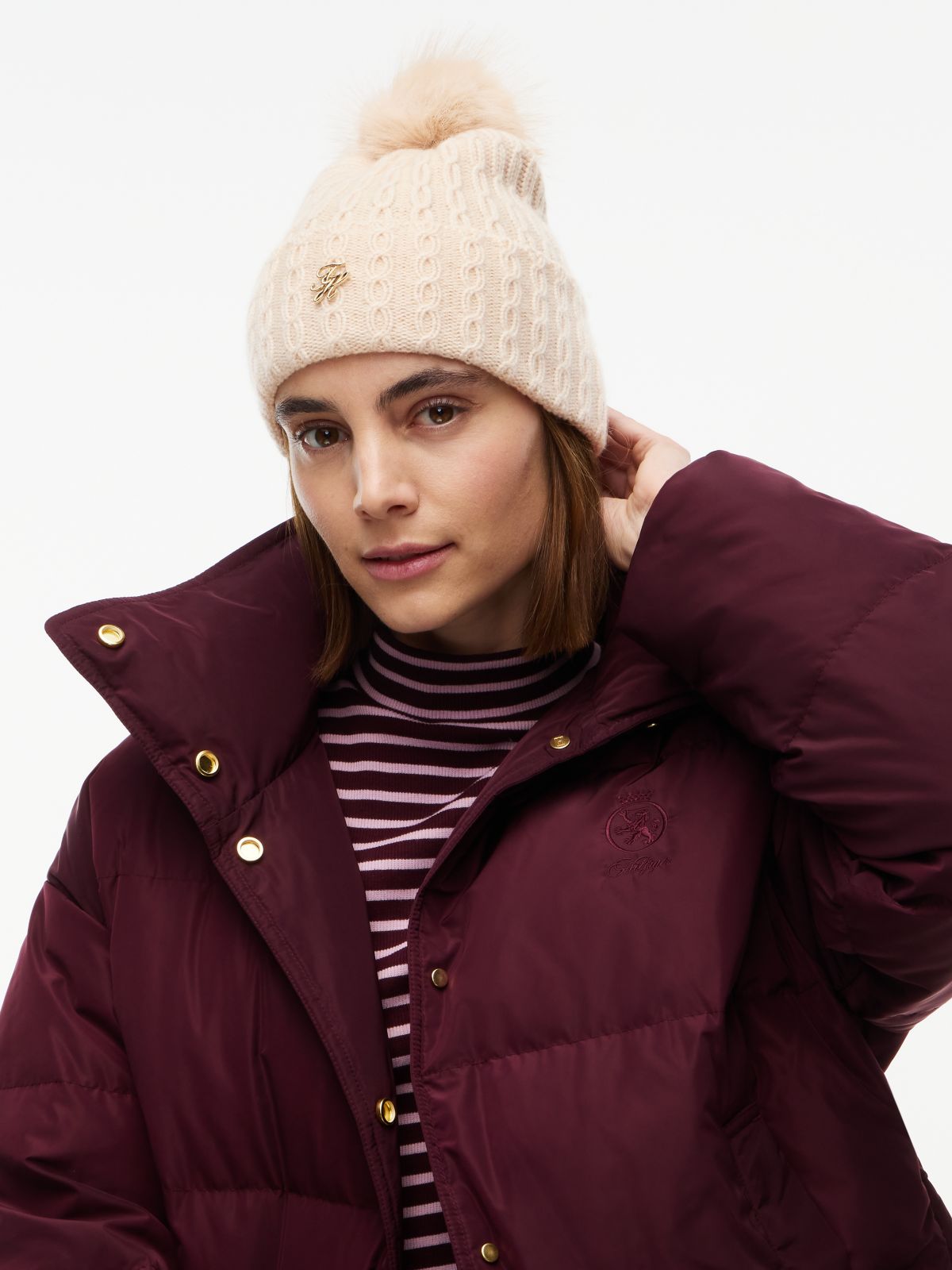 Pom Pom Beanie With Cashmere — Pink