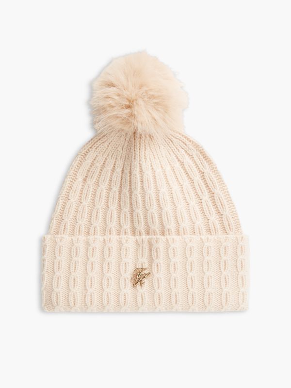 Pom Pom Beanie With Cashmere — Pink