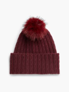 Pom Pom Beanie With Cashmere — Red 2