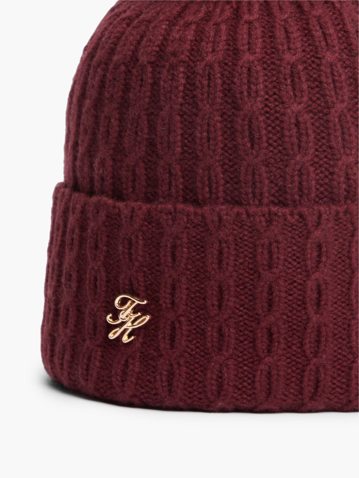 Pom Pom Beanie With Cashmere — Red