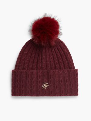 bonnet avec cachemire à pompon red pour femmes tommy hilfiger