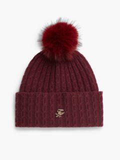 Pom Pom Beanie With Cashmere — Red 1