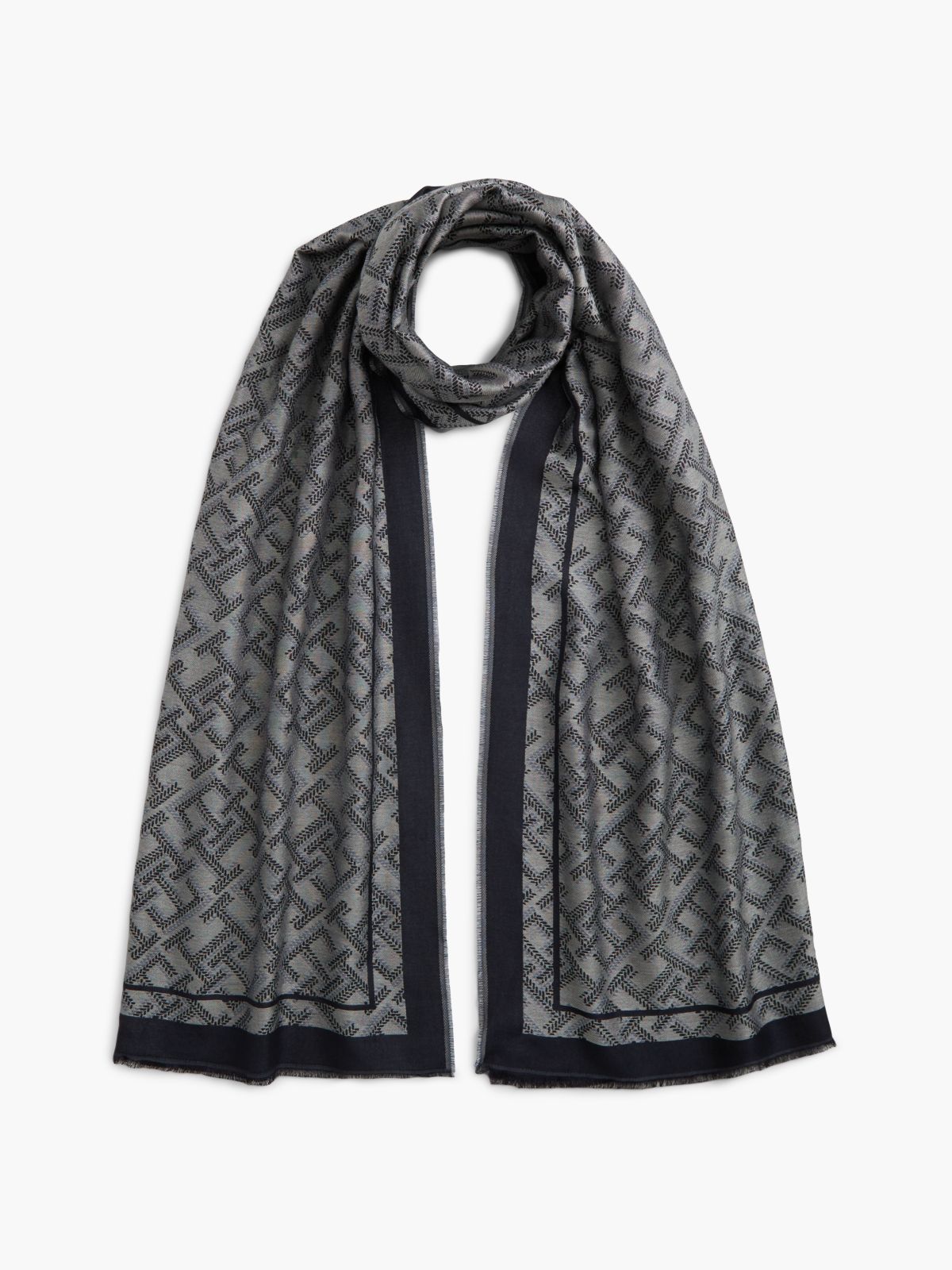 TH Monogram Jacquard Scarf — Blue