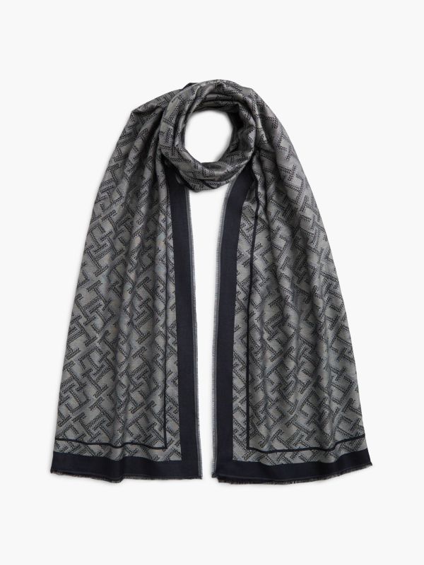 TH Monogram Jacquard Scarf — Blue
