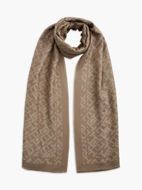 TH Monogram Jacquard Scarf — Brown